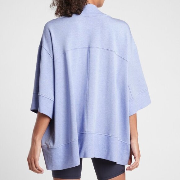Athleta Lotus Wrap Blue Heather Open Front Cardigan with Pockets Size S/M - Picture 3 of 16